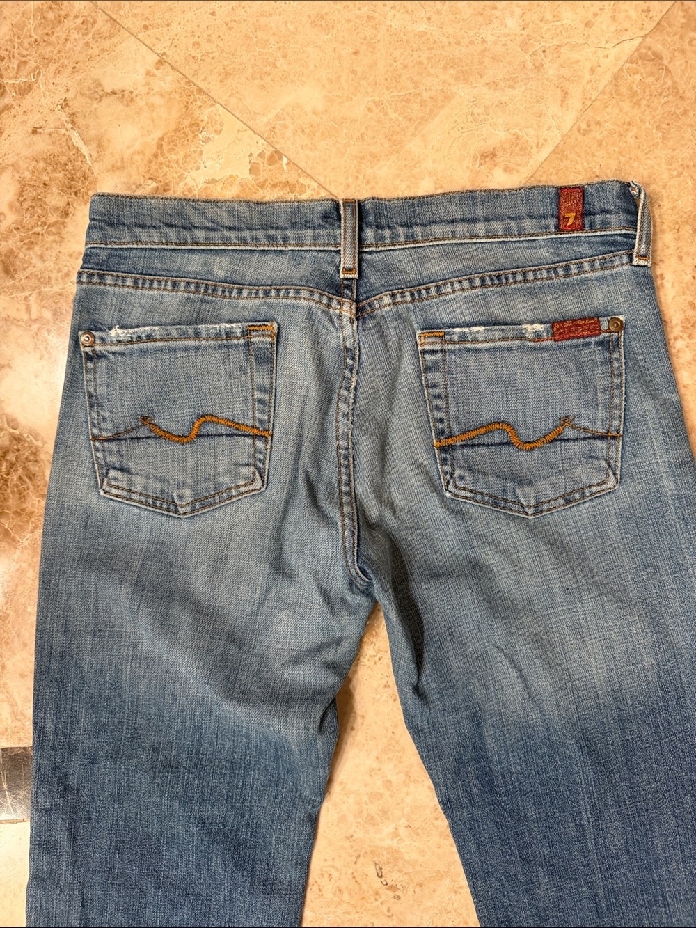 7 For All Mankind Women's Medium Blue Flare Jeans - Picture 6 of 9